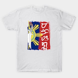 Philippine Flag / Tribal line Art Knife / Baybayin word Makisig (Handsome / Elegant) T-Shirt